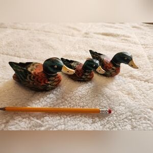 Folk-art Handmade wooden ducks set of 3 Handpainted Mallard